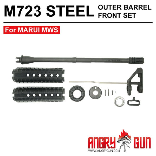 ANGRY GUN STEEL OUTER BARREL FRONT SET FOR MARUI M723/M733 MWS GBB